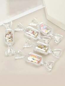 3/6pcs Set Candy Shaped Mini Transparent Jewelry Box, Plastic Clear Storage Container, Jewelry Earring Organizer, Jewelry Holder, Home Organization Storage Box - Multicolor - View 3