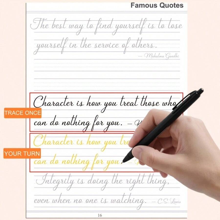Adult Calligraphy Tracing Workbook: 32 Pages Of Modern Cursive Script, Alphabet & Famous Quotes Practice Sheets For Handwriting Improvement | Elegant Font Penmanship Art For Beginners & Enthusiasts