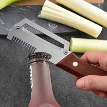 Ergonomic Wooden Handle Stainless Steel Peeler 3-In-1 Fruit & Potato Peeler Bottle Opener Kitchen Peeling Cooking Tool - Apricot - View 9