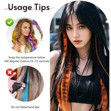 Hair Tinsel 45cm/18" Feather Hair Extension Clip-In Hidden Hairpiece, Gothic Style Black Striped Texture, Multi-Color Festive, Suitable For Beginners, Natural Looking Synthetic Fiber For Christmas, Carnival, Role Play, Party, Birthday - Multicolor - View 6