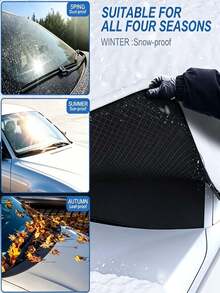 Car Windshield Snow Cover, Magnetic Front Window Cover With Reflective Strip, Thickened Foldable Winter Car Protection Cover, Suitable For Cars, SUVs, Trucks, Easy To Install, Seasonal Car Accessory, Gift For Men And Women - Magnetic - View 6