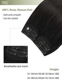 DNE HAIR 4Pcs Straight Clip In Human Hair Extensions 8 Clips Double Weft Invisible Design NC# Natural Black Real Human Hair 12-18 Inch Long Lasting & Anti-Shedding,Soft Thick Texture, Suitable For Full Head Wear, Daily Wear, Holiday Cosplay&Seasonal Matching - Natural Black - View 3