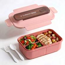 1pc Lunch Box - With Cutlery, Bento Box With Spoon And Fork, Microwave Lunch Box, Insulated Bento Lunch Bag - Multicolor - View 8
