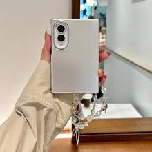 1pc Girls Electroplated Silver Chain Solid Color Popular Cute Folding Phone Case Smart Phone Case Phone Case Compatible With Samsung Galaxy Z Fold8, Galaxy Z Fold8 Ultra, - Multicolor - View 11