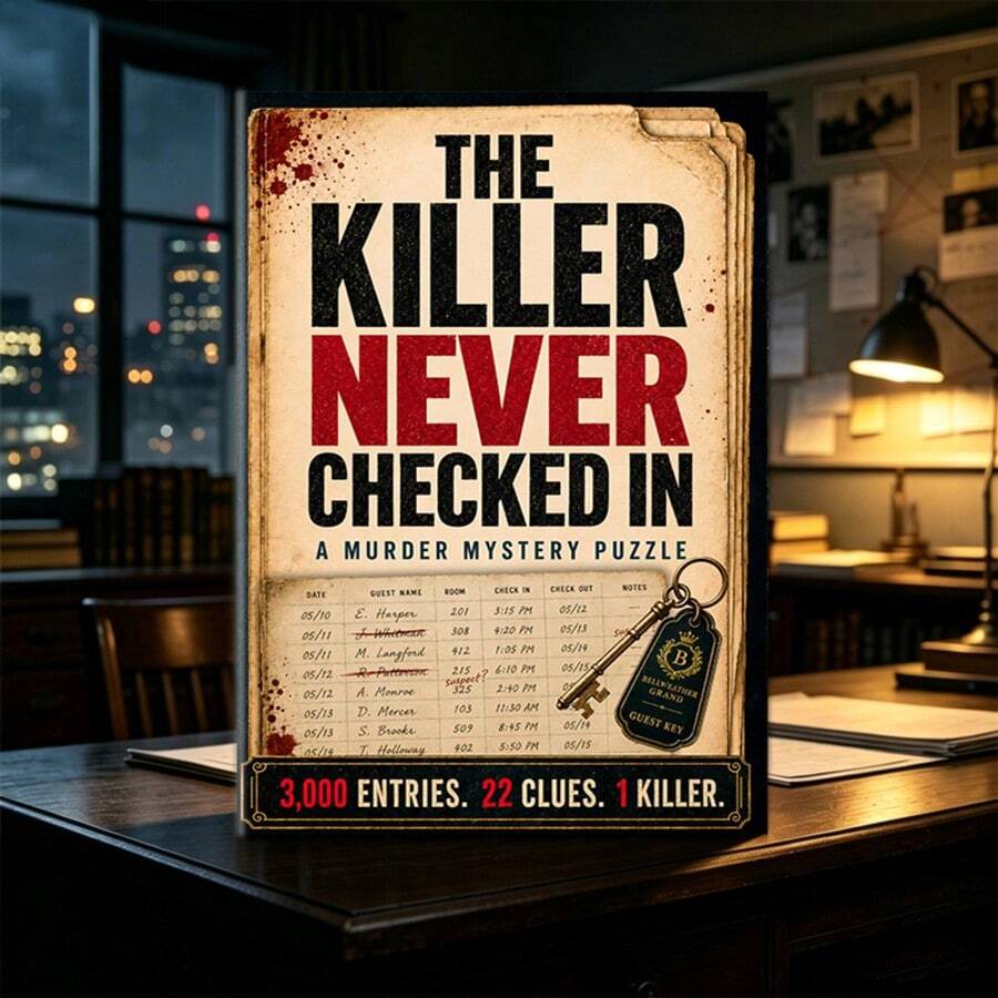 Detective Puzzle Game Notebook Series - "The Killer Who Never Checked In", Adult Simulation Detective Game Notebook, Interactive Puzzle-Solving Experience, Suitable For Party Games Or Solo Leisure Entertainment, Multiple Theme Styles Available - Rectangle - View 1