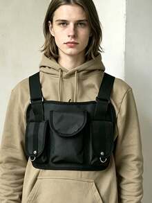 Functional Tactics Chest Bag For Man Fashion Bullet Hip Hop Vest Streetwear Bags Waist Pack Unisex Black Chest Rig Bag - Black - View 1