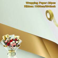 20/10/1 Set, Dual-Color Gilded Colored Paper, Floral Wrapping Paper, Gift Wrapping Paper, Bouquet Decoration, With Gold Ribbon, Florist, Handmade DIY Materials, Valentine's Day, Christmas, Mother's Day, Birthday, Wedding, Opening Celebration - View 29