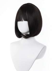 12 Inch Black Straight Bob Wig With Bangs, Elegant Short Hair, Suitable For Holiday Party And Date Styling - Multicolor - View 7