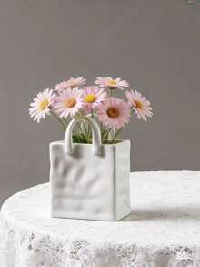 1 pieza Bolsa de jarrón con flores plisadas de lujo, adecuada para la decoración de la sala de estar con estilo Ins, jarrón multifuncional para flores secas y frescas, decoración del hogar S6ST - Bolsa de tela degradada negra - Ver 1