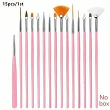 23/20/18/15/1pc Professional Nail Art Brush Set - Salon-Grade Nail Tools For Home And Salon Use - Pink - View 9