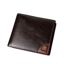 Men's Oil Wax Leather Short Bifold Wallet, Multi-Slot Large Capacity Coin Cash Card Holder, Business Minimalist Classic Wallet - Multicolor - View 10