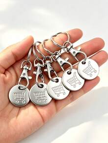3pcs Supermarket Shopping Cart Token Set, Anti-Loss Token Keychain Pendant, Keyring Design,Bag Accessories, Keychain Accessories. - A - View 2