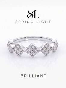 1pc Moissanite Ring, Elegant Four-Leaf Clover Inlaid Eternal Band, Suitable For Women's Wedding And Daily Wear - Diamond Moissanite Ring - View 1