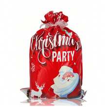 Set 10 Tas Hadiah Natal, Tas Permen Malam Natal dengan Tali Serut, Tas Dekorasi Natal, Tas Kado - Beraneka warna - View 9