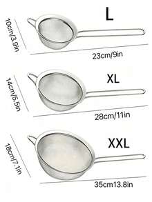 5pcs Stainless Steel Fine‑Mesh Strainer Set, Multi‑Size Metal Sieve Colander With Long Handle, Food‑ Fine Mesh Filter For Flour Sifting, Straining Juice Noodles, Baking Cooking Kitchen Gadget, Durable Easy‑To‑Clean Home Cooking Tool[4/3/2/1pc] - Multicolor - View 4
