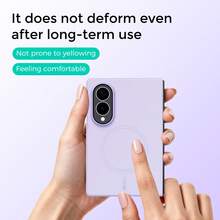 磁吸矽膠手機殼適用於 Fold 8 系列，平滑霧面防指紋保護套，防震全機身防摔，支援無線充電，可折疊螢幕手機殼相容於 Galaxy Z Fold 8/8 Ultra/7/4/5/6 系列 - 淡紫色 - 查看 4