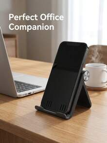 1/2 Foldable Phone Stand, Portable Metal Phone Holder With Stable Triangular Support And Front Tray, Compact Desktop Phone Stand For Hands-Free Video Watching, Live Streaming, Office, Study, Charging And Travel Use - Multiple Styles - View 5