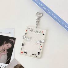 1pc Cute Angel Wings Acrylic Photocard Holder With Keychain, Transparent Heart K-Pop Photo Card Sleeve, Anime Merch Bag Charm Pendant For Girls - Multicolor - View 16