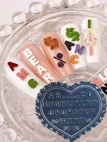 1pc Japanese Style DIY Silicone Nail Art Mold With Japanese Numbers, Letters And Brand 3D Accessories Nail Art Mold - Clear - View 3