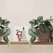 1pc Funny Santa Claus Wooden Box Sign, "He Can See You" Christmas Decor Ornament, 5x5 Inch, Suitable For Home, Kitchen, Bar, Lounge, Shelf Decoration, Creative Holiday Gift, Christmas Decoration - Wooden Box Ornament - View 6