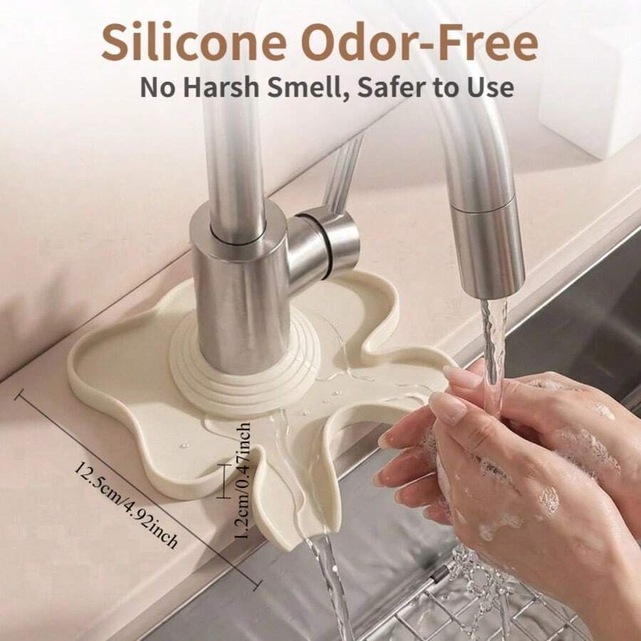 Silicone Small Faucet Drip Pad Bowknot Design Non-Slip Sink Drain Mat Universal For Kitchen Bathroom - A - View 1