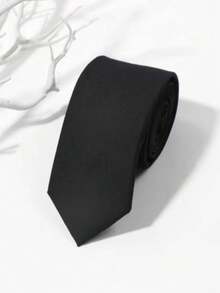1 chiếc cà vạt nam thời trang màu trơn chất liệu vải suit - màu đen - Xem 1