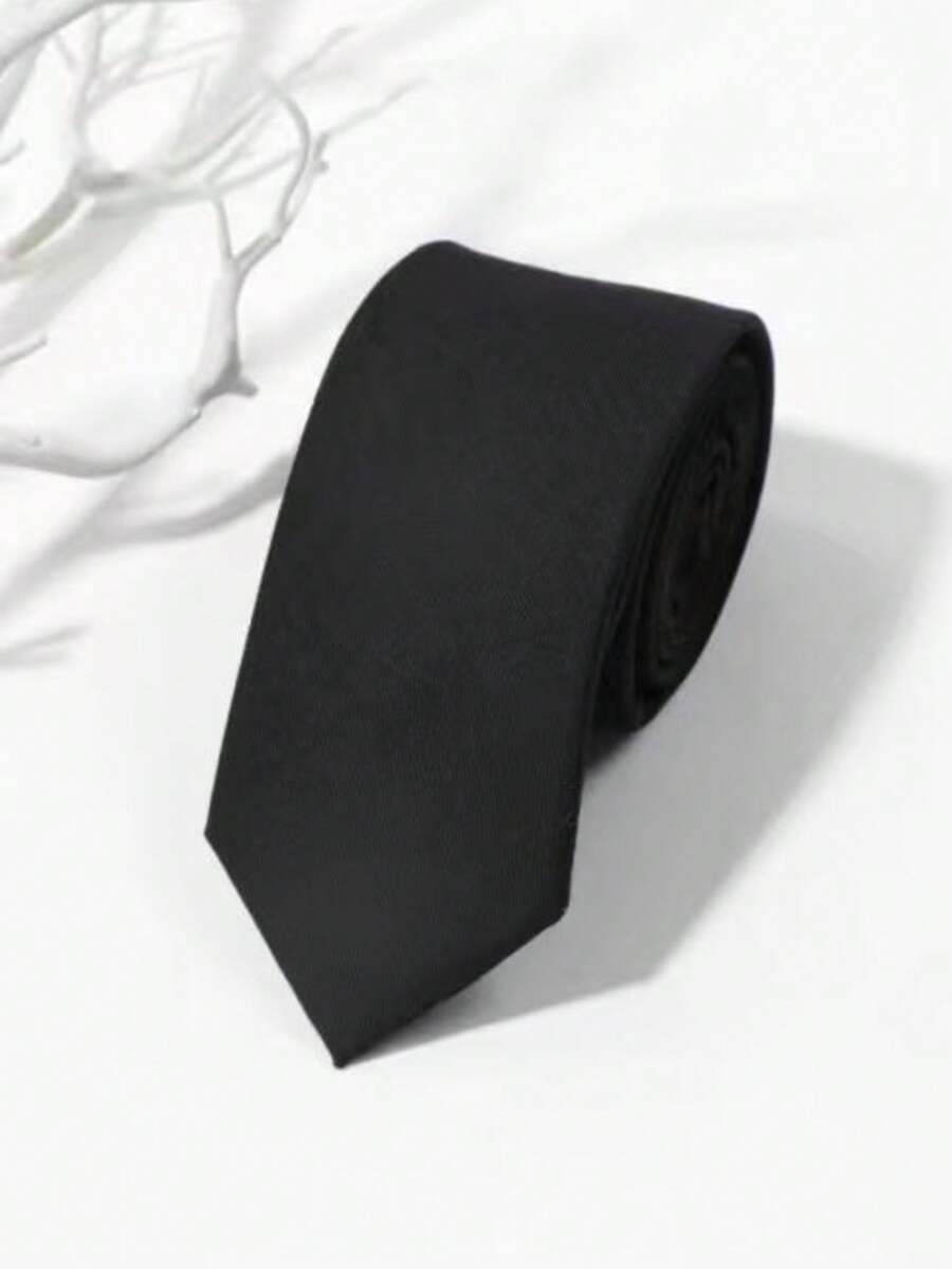 1 chiếc cà vạt nam thời trang màu trơn chất liệu vải suit - màu đen - Xem 1
