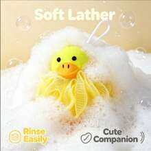 1pc Cartoon Shaped PE Bath Sponge, Cute Cartoon Design, Soft Mesh Material, Easy To Produce Rich Foam, Lightweight With Hanging Ring, Cute Bathroom Shower Bath Accessory - View 2
