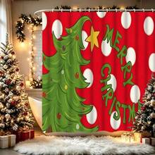 1/4pcs Christmas Tree Shower Curtain Set With 12 Hooks, Waterproof Polyester Bathroom Curtain, Thickened, Durable Quick-Dry, 180*180cm, Christmas Bathroom Decor - A - View 22