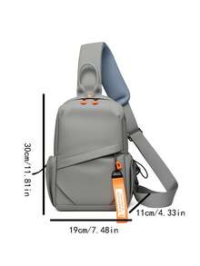Men's Chest Bag, Shoulder Crossbody Bag, Fashionable Shoulder Bag, Waterproof, Simple And Casual Men's Bag - Grey - View 2