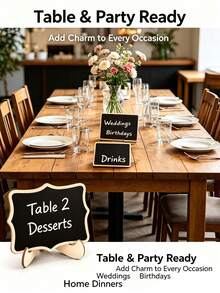 10Pcs Mini Chalkboard Table Labels With Stand, Wavy & Rectangular Reusable Message Signs, Included 1 Chalk Pen, Multi‑Scene Table Decor For Wedding Party, Bakery, Hotel & Dessert Buffet Display - Blackboard - View 8