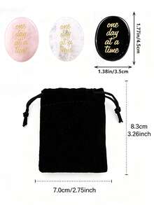 1/3 Pcs Engraved Natural Crystal Stone"One Day At A Time" With Velvet Pouch, Inspirational Pocket Gemstone, Gift & Decor Accessory - Multicolor - View 6