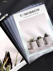 10/20/30pcs L-Shaped A4 File Folder, 2-Page Document Sleeve, Single-Sheet Clear File Holder, Transparent Sheet Protector For Office Use - Sets - View 4