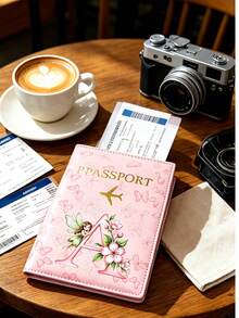 Pink Passport Cover With Letter And Butterfly Design–Portable Multifunctional Travel Organizer, Wallet,And Passport Holder – Birthday Or Holiday Gift - Multicolor - View 4