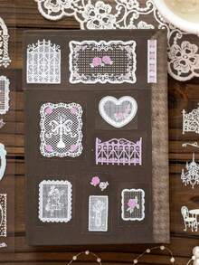 1pc Lace Pattern Planner Sticker, Creative Aesthetic Decal, DIY Decorative Collage Craft Material, Holiday Gift, Personalized Scrapbook School Stationery Supplies - PET - View 5