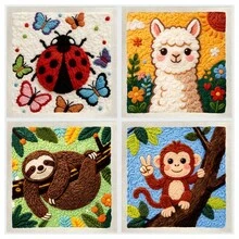 DIY Punch Needle Kit For Beginners – Includes Punch Needle, Yarn, Instructions, Square Hoop & Pre-Printed Fabric (Animals And Insects). Creative Craft For Wall Decor Or Gifting. 2D Printed Punch Needle Starter Kit. 24x24cm (9.44x9.44in). - 24x24cm/9.44x9.44in - View 11