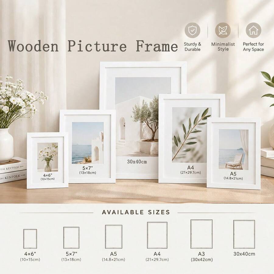 Mosearon 3pcs/2pcs/1pc White MDF Photo Frame, A4 Certificate Frame, 30*40CM Poster Frame, No Mat, Acrylic Transparent Panel, Suitable For Living Room, Bedroom, Gallery Wall Decor - White - View 1