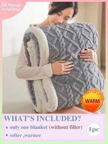 1pc Faux Fur & Lambswool Trim Blanket, Minimalist Fashion Home Decor, Bedding For Boys & Girls Student Dorms, Sofa Nap Blanket, Perfect Choice For Office Nap Blanket, No Filling, Machine Washable - Light Grey - View 1