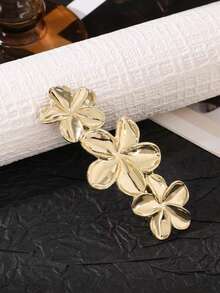 Elegant Gold Metal Multi‑Flower Spring Barrette Vintage Floral Hair Clip Decorative Hairpin For Women Girls Daily Wedding - Multicolor - View 6