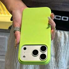 1PC Liquid Silicone 3-Layer Full Coverage Soft Rubber Phone Case Compatible With Apple 18 Pro Max 18 Pro 17 Pro 17 Pro Max 17 13 16 Pro Max 15 14 Plus 12, Fresh Summer Color, Shockproof Scratch-Resistant Microfiber Lining Protective Shell - Fluorescent Green - View 3