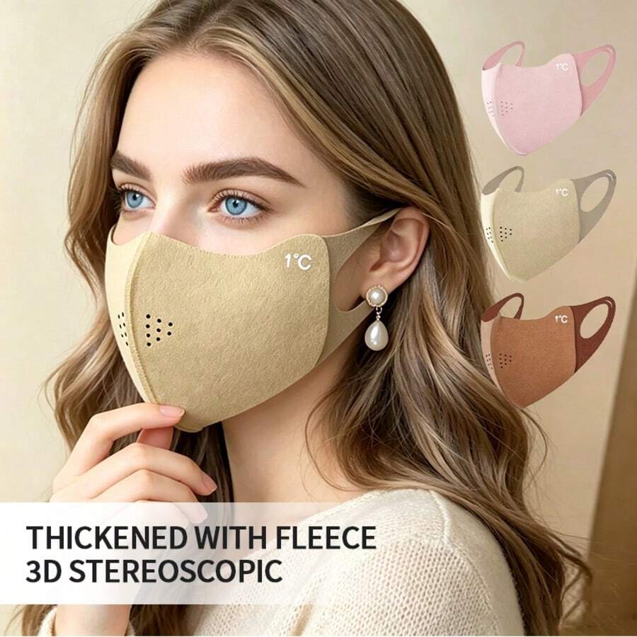 Autumn/Winter 3D Stereoscopic Warm Face Mask Unisex Eye Corner Protection Breathable Washable Thermal Lined Windproof Cycling Slimming Face Shield Multi-Color Women Accessories Mask - Multicolor - View 1