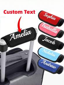 1pc Personalized Custom Luggage Handle Cover, Customizable Text/Name, Wear-Resistant Carrying Handle Sleeve, Travel Suitcase Grip Anti-Slip Anti-Scratch Protective Cover, Multiple Colors Available Replacement Accessory - Multicolor - View 1