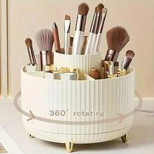 1 buah Organizer Makeup Meja Putar, Kotak Penyimpanan Alat Tulis, Tempat Pena, Rak Display Kosmetik, Tempat Kuas Makeup Multifungsi, Kotak Penyimpanan Perawatan Kulit, Organizer Kuas Makeup Plastik - MultiWarna - View 10