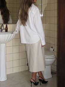 New Solid Color Women's Tie-Front Shirt, Suitable For Tea Party, Daily Wear, Holiday, Date, All Seasons - White - View 6