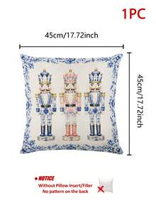 Taplak Meja Natal, Sarung Bantal, Alas Piring, Taplak Meja Motif Prajurit Nutcracker Gaya Porselen Biru Putih, Dekorasi Rumah Liburan Natal, Dekorasi Pesta Ruang Makan Dapur - MultiWarna - View 12