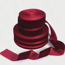 6-38mm 1 Roll Dark Red Single-Sided Velvet Ribbon Christmas Ribbon Jewelry Display Packaging Flower Gift Packaging Bow DIY Party Decoration Valentine's Day - Dark Red - View 4