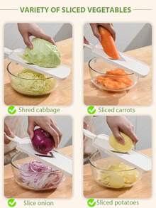 2/1pc Kitchen Vegetable Slicer - Vegetable Cutter With Cleaning Brush, Ergonomic Handle, Perfect For Cutting Vegetables And Fruits, Ideal Kitchen Tool For Home Cooking And Holiday Gatherings - Multicolor - View 3