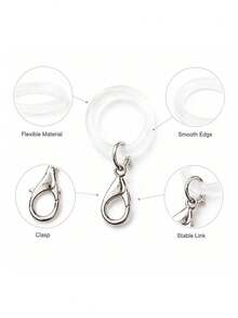 1/10/20pcs 2-In-1 Silicone Decorative Hanging Ring With Metal Lobster Clasp, Umbrella Handle Charm Clip, Water Bottle Bag Name Tag Keychain, Multi-Functional DIY Connector Ring Accessories - Multicolor - View 9