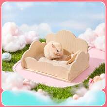 Natural Wood Cloud Style Hamster Sand Bath Container, Small Animal Bathing House, Practical DIY Assembly Hamster Cage Decoration Accessory - one-size - View 2