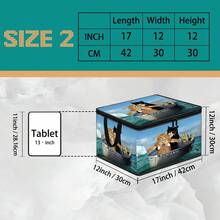 1pc Thick Non-Woven Fabric Art Famous Painting Cat Collection Printed Double Handle Zipper Storage Box Large Capacity Multifunctional Home Storage Basket Suitable For Bedroom Dorm Bathroom Can Be Used As Laundry Bask - Multi-color - View 18